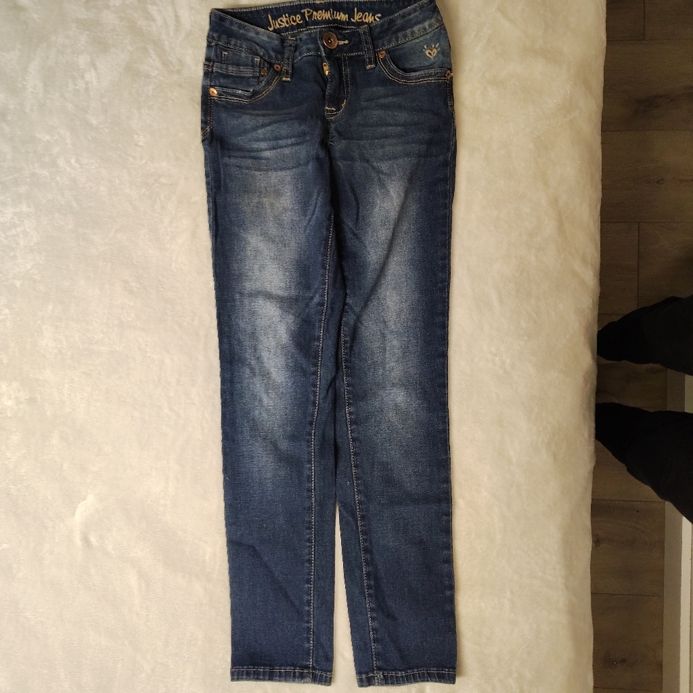 JUSTICE PREMIUM JEANS GIRLS SIMPLY LOW BLUE JEANS SIZE 12S